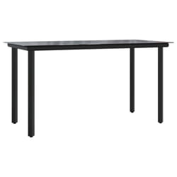 vidaXL Garden Dining Table Black 200x100x74cm Steel and Tempered Glass Table