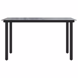 vidaXL Garden Dining Table Black 200x100x74cm Steel and Tempered Glass Table