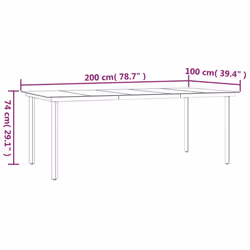 vidaXL Garden Dining Table Black 200x100x74cm Steel and Tempered Glass Table - Additional view 6