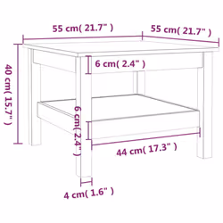 ) vidaXL Coffee Table Dining Table Centre Accent Tea End Table Solid Wood Pine - Honey brown, 55 x 55 x 40 cm (L x W x H - Additional view 4