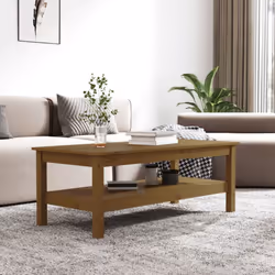 ) vidaXL Coffee Table Dining Table Centre Accent Tea End Table Solid Wood Pine - Honey brown, 110 x 50 x 40 cm (L x W x H - Additional view 5