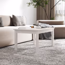 ) vidaXL Coffee Table Hallway Side End Table Tea Accent Table Solid Wood Pine - White, 80 x 50 x 40 cm (L x W x H - Additional view 5