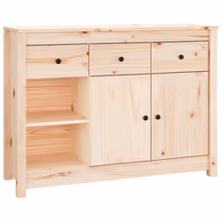 vidaXL Solid Wood Pine Sideboard Wooden Highboard Home Organiser Multi Colours - Brown