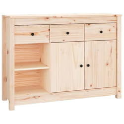 vidaXL Solid Wood Pine Sideboard Wooden Highboard Home Organiser Multi Colours - Brown