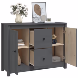 vidaXL Solid Wood Pine Sideboard Side Cabinet Home Organiser Multi Colours - Grey - Additional view 7