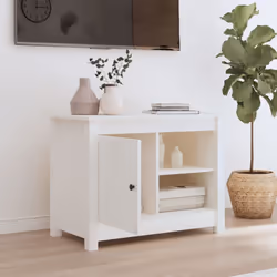 vidaXL Solid Wood Pine TV Cabinet Wooden TV Console Sideboard Multi Colours - White