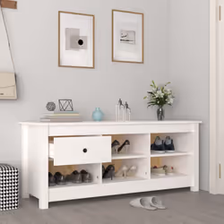 vidaXL Solid Wood Pine Shoe Cabinet Hallway Shoe Storage Rack Multi Colours - White - Additional view 6
