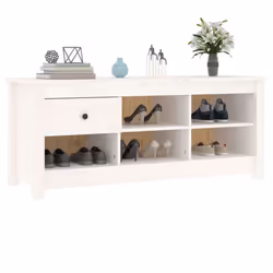 vidaXL Solid Wood Pine Shoe Cabinet Hallway Shoe Storage Rack Multi Colours - White - Additional view 7