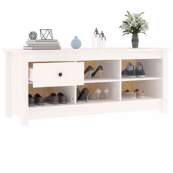 vidaXL Solid Wood Pine Shoe Cabinet Hallway Shoe Storage Rack Multi Colours - White - Additional view 8