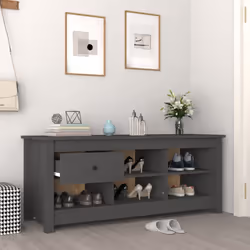 vidaXL Solid Wood Pine Shoe Cabinet Hallway Shoe Storage Rack Multi Colours - Grey - Additional view 6