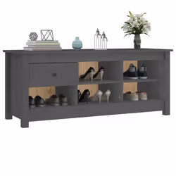 vidaXL Solid Wood Pine Shoe Cabinet Hallway Shoe Storage Rack Multi Colours - Grey - Additional view 7