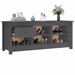 vidaXL Solid Wood Pine Shoe Cabinet Hallway Shoe Storage Rack Multi Colours - Grey - Additional view 8