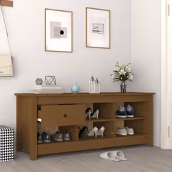 vidaXL Solid Wood Pine Shoe Cabinet Hallway Shoe Storage Rack Multi Colours - Honey brown - Additional view 6