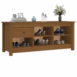 vidaXL Solid Wood Pine Shoe Cabinet Hallway Shoe Storage Rack Multi Colours - Honey brown - Additional view 7