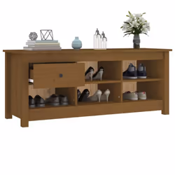 vidaXL Solid Wood Pine Shoe Cabinet Hallway Shoe Storage Rack Multi Colours - Honey brown - Additional view 8