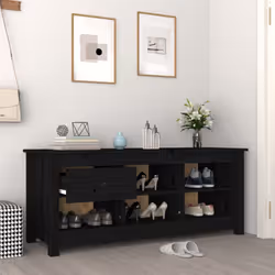 vidaXL Solid Wood Pine Shoe Cabinet Hallway Shoe Storage Rack Multi Colours - Black - Additional view 6