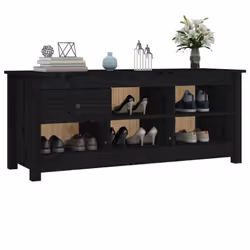 vidaXL Solid Wood Pine Shoe Cabinet Hallway Shoe Storage Rack Multi Colours - Black - Additional view 7
