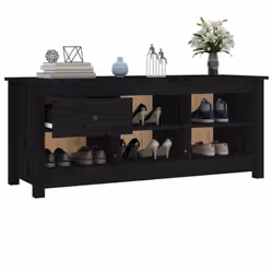 vidaXL Solid Wood Pine Shoe Cabinet Hallway Shoe Storage Rack Multi Colours - Black - Additional view 8