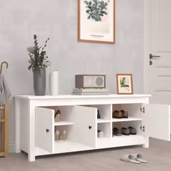 vidaXL Solid Wood Pine Shoe Cabinet Hallway Shoe Storage Rack Multi Colours - White - Additional view 7
