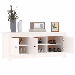 vidaXL Solid Wood Pine Shoe Cabinet Hallway Shoe Storage Rack Multi Colours - White - Additional view 9