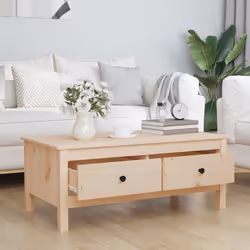 vidaXL Solid Wood Pine Coffee Table Indoor Accent Centre Table Multi Colours - Brown