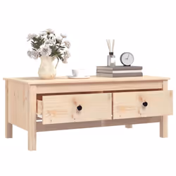 vidaXL Solid Wood Pine Coffee Table Indoor Accent Centre Table Multi Colours - Brown - Additional view 4