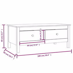 vidaXL Solid Wood Pine Coffee Table Indoor Accent Centre Table Multi Colours - Brown - Additional view 8