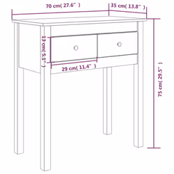 vidaXL Solid Wood Pine Console Table Multi Colours 100x35x75 cm/70x35x75 cm - white, 70 x 35 x 75 cm - Additional view 9