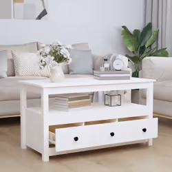 vidaXL Solid Wood Pine Coffee Table Side Centre Accent End Table Multi Colours - White