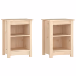 vidaXL 1/2x Solid Wood Pine Bedside Cabinet Nightstand End Table Multi Colours - Brown, 2
