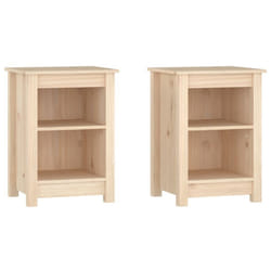 vidaXL 1/2x Solid Wood Pine Bedside Cabinet Nightstand End Table Multi Colours - Brown, 2