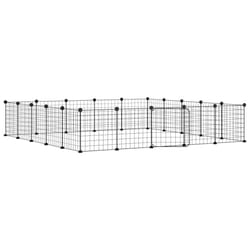 vidaXL Pet Cage with Door Black Steel Rabbit Hutch 1.5 cm/4.3 cm Multi Models - 20-panel with door, 4.3 cm