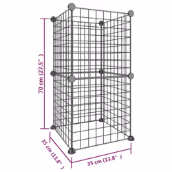 vidaXL Pet Cage Black Steel Rabbit Hutch Pet Cage 1.5 cm/4.3 cm Multi Models - 4.3 cm, 8-panel without door - Additional view 3