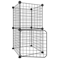vidaXL Pet Cage Black Steel Rabbit Hutch Pet Cage 1.5 cm/4.3 cm Multi Models - 4.3 cm, 8-panel with door