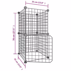 vidaXL Pet Cage Black Steel Rabbit Hutch Pet Cage 1.5 cm/4.3 cm Multi Models - 4.3 cm, 8-panel with door