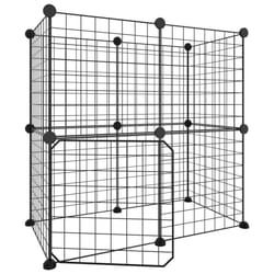 vidaXL Pet Cage Black Steel Rabbit Hutch Pet Cage 1.5 cm/4.3 cm Multi Models - 4.3 cm, 12-panel with door