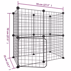 vidaXL Pet Cage Black Steel Rabbit Hutch Pet Cage 1.5 cm/4.3 cm Multi Models - 4.3 cm, 12-panel with door