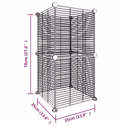vidaXL Pet Cage Black Steel Rabbit Hutch Pet Cage 1.5 cm/4.3 cm Multi Models - 1.5 cm, 8-panel without door - Additional view 3