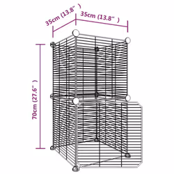 vidaXL Pet Cage Black Steel Rabbit Hutch Pet Cage 1.5 cm/4.3 cm Multi Models - 1.5 cm, 8-panel with door - Additional view 3