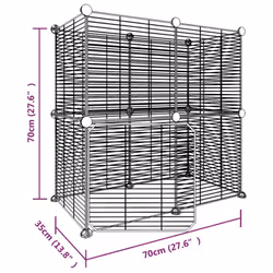 vidaXL Pet Cage Black Steel Rabbit Hutch Pet Cage 1.5 cm/4.3 cm Multi Models - 1.5 cm, 12-panel with door - Additional view 3