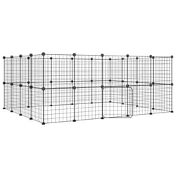 vidaXL Pet Cage Black Steel Rabbit Hutch Pet Cage 1.5 cm/4.3 cm Multi Models - 36-panel with door, 4.3 cm