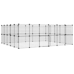 vidaXL Pet Cage Black Steel Rabbit Hutch Pet Cage 1.5 cm/4.3 cm Multi Models - 44-panel with door, 4.3 cm