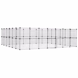 vidaXL Pet Cage Black Steel Rabbit Hutch Pet Cage 1.5 cm/4.3 cm Multi Models - 52-panel with door, 4.3 cm