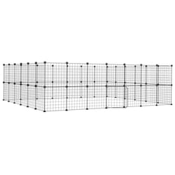 vidaXL Pet Cage Black Steel Rabbit Hutch Pet Cage 1.5 cm/4.3 cm Multi Models - 52-panel with door, 4.3 cm