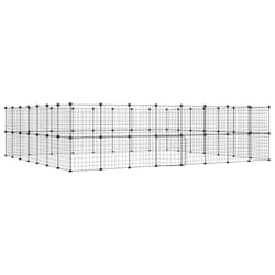vidaXL Pet Cage Black Steel Rabbit Hutch Pet Cage 1.5 cm/4.3 cm Multi Models - 60-panel with door, 4.3 cm