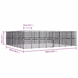 vidaXL Pet Cage Black Steel Rabbit Hutch Pet Cage 1.5 cm/4.3 cm Multi Models - 60-panel with door, 4.3 cm