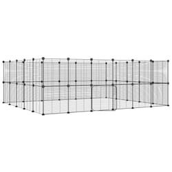vidaXL Pet Cage Black Steel Rabbit Hutch Pet Cage 1.5 cm/4.3 cm Multi Models - 44-panel with door, 1.5 cm
