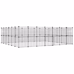 vidaXL Pet Cage Black Steel Rabbit Hutch Pet Cage 1.5 cm/4.3 cm Multi Models - 52-panel with door, 1.5 cm