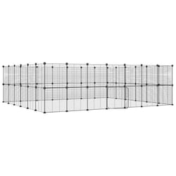 vidaXL Pet Cage Black Steel Rabbit Hutch Pet Cage 1.5 cm/4.3 cm Multi Models - 52-panel with door, 1.5 cm