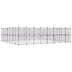 vidaXL Pet Cage Black Steel Rabbit Hutch Pet Cage 1.5 cm/4.3 cm Multi Models - 60-panel with door, 1.5 cm